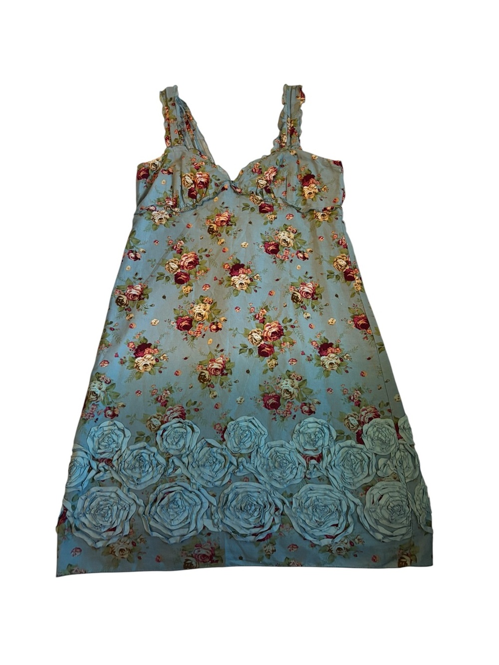 Chelsea & Violet Light Blue Floral Rosette-Hem Midi Dress